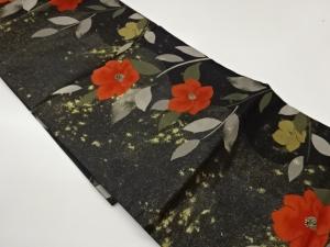 引箔椿模様織出し名古屋帯